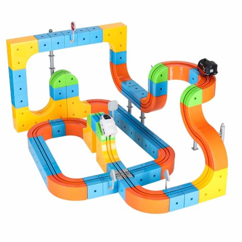Klocki magnetyczne konstrukcyjne tor wyścigowy pociągi 140 elementów Kik Sp. z o. o. Sp. k.