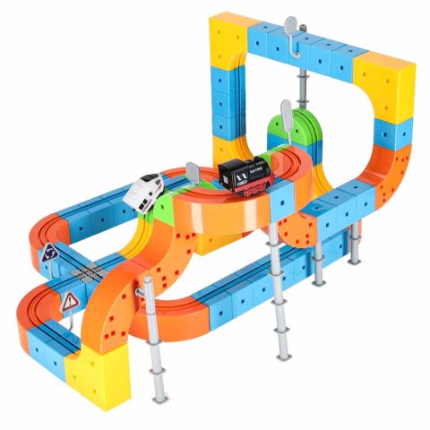 Klocki magnetyczne konstrukcyjne tor wyścigowy pociągi 140 elementów Kik Sp. z o. o. Sp. k.