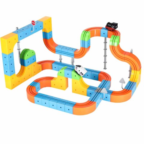 Klocki magnetyczne konstrukcyjne tor wyścigowy pociągi 140 elementów Kik Sp. z o. o. Sp. k.