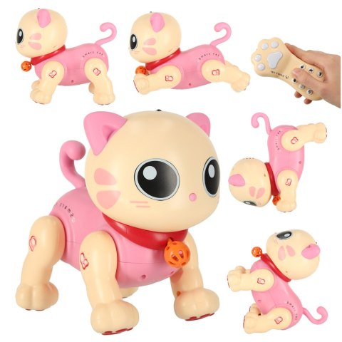 Kot kotek interaktywny zdalnie sterowany na pilota RC robot skacze różowy Kik Sp. z o. o. Sp. k.