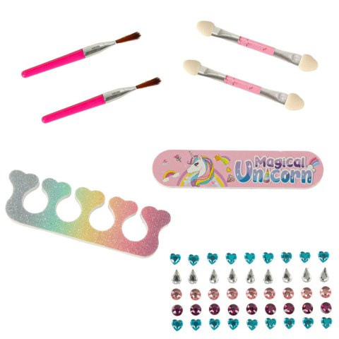 Kuferek zestaw kosmetyków do makijażu i paznokci makeup kosmetyki cienie lakiery szuflady jednorożec Kik Sp. z o. o. Sp. k.