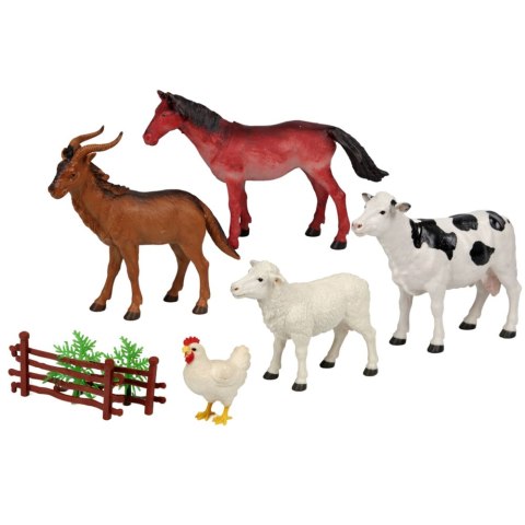 Zestaw Figurki Zwierzęta Domowe Gospodarskie Farma Drzewka Płot 13 el.