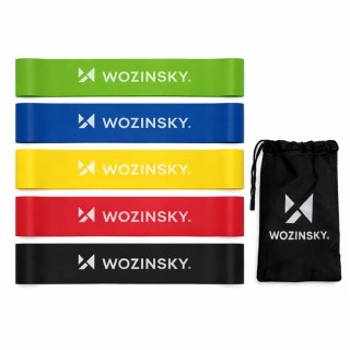 Gumy taśmy oporowe do ćwiczeń treningu fitness z lateksu - 5 szt. WOZINSKY