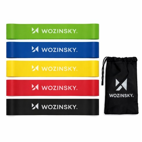 Gumy taśmy oporowe do ćwiczeń treningu fitness z lateksu - 5 szt. WOZINSKY