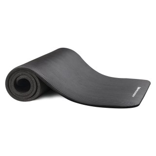 Mata do ćwiczeń 181 x 63 x 0.9 cm gruba mata gimnastyczna do jogi czarna WOZINSKY