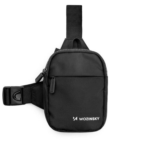 Mini saszetka na ramię wodoodporna dwukomorowa na telefon unisex - czarna WOZINSKY