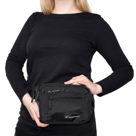 Saszetka nerka biodrowa na ramię unisex regulowany pasek wodoodporna - czarna WOZINSKY