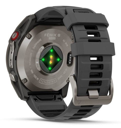 Zegarek Garmin Fenix 8 Pro Sapphire Titanium, 51mm AMOLED Black