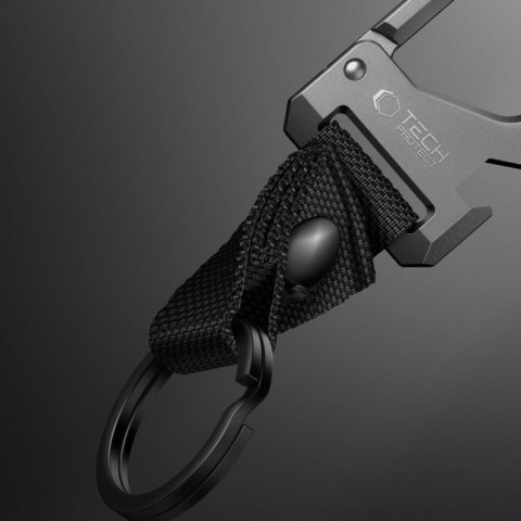 Brelok do kluczy z karabińczykiem otwieraczem do butelek - czarno szary Tech-Protect