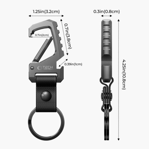 Brelok do kluczy z karabińczykiem otwieraczem do butelek - czarno szary Tech-Protect