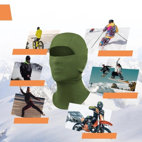 Kominiarka narciarska balaklava na rower motocykl rozmiar M - zielona ROCKBROS