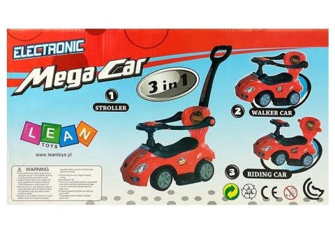 Jeździk z Pchaczem Dla Dzieci Mega Car 3w1 Piszczek Schowek Zielony