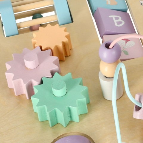 Tablica manipulacyjna LULILO LUDO stolik drewniany sensoryczny 2w1 różowy Kik Sp. z o. o. Sp. k.