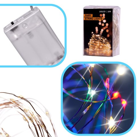 Lampki LED druciki dekoracyjne świąteczne choinkowe 10m 100LED multikolor Kik Sp. z o. o. Sp. k.
