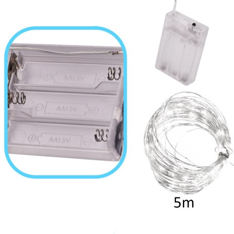 Lampki LED druciki dekoracyjne świąteczne choinkowe 5m 50LED zimny biały Kik Sp. z o. o. Sp. k.