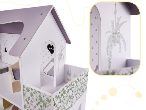 Domek dla lalek drewniany mebelki 70cm szary Kik Sp. z o. o. Sp. k.