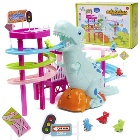 Tor wyścigowy dinozaur zjeżdżalnia ruchome schody LED dźwięk Kik Sp. z o. o. Sp. k.