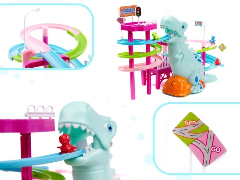 Tor wyścigowy dinozaur zjeżdżalnia ruchome schody LED dźwięk Kik Sp. z o. o. Sp. k.