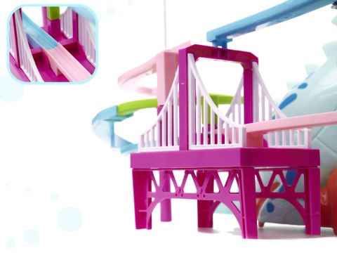 Tor wyścigowy dinozaur zjeżdżalnia ruchome schody LED dźwięk Kik Sp. z o. o. Sp. k.