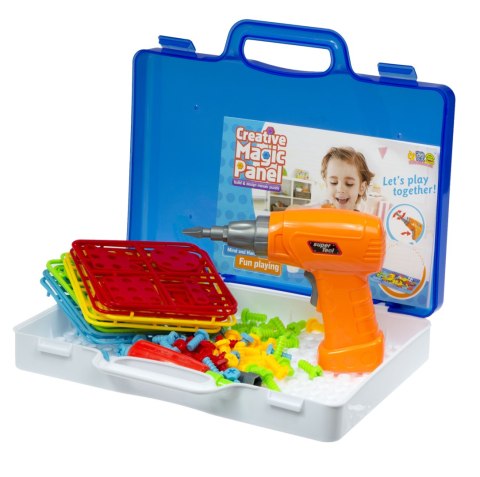 Wkrętarka wiertarka śrubki klocki konstrukcyjne zestaw majsterkowicza walizka 151 elementów Kik Sp. z o. o. Sp. k.