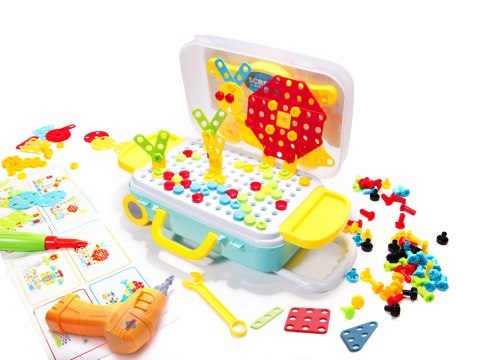 Wkrętarka wiertarka śrubki klocki konstrukcyjne zestaw majsterkowicza walizka 258 elementów Kik Sp. z o. o. Sp. k.