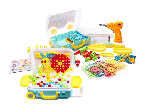 Wkrętarka wiertarka śrubki klocki konstrukcyjne zestaw majsterkowicza walizka 258 elementów Kik Sp. z o. o. Sp. k.