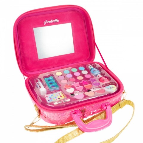 Walizka Make Up Girabrilla różowa ze złotym Nice