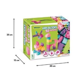 Klocki 50 elementów Kids Blocks różowe Wader