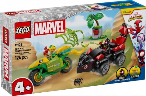 Klocki SPIDEY 11198 Pościg Spina za Electro w dinopojeździe LEGO