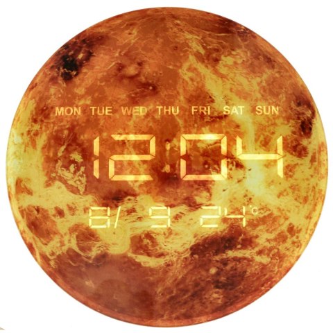 Zegar ścienny planeta mars z wyświetlaczem LED 32 cm pomarańczowy Kik Sp. z o. o. Sp. k.