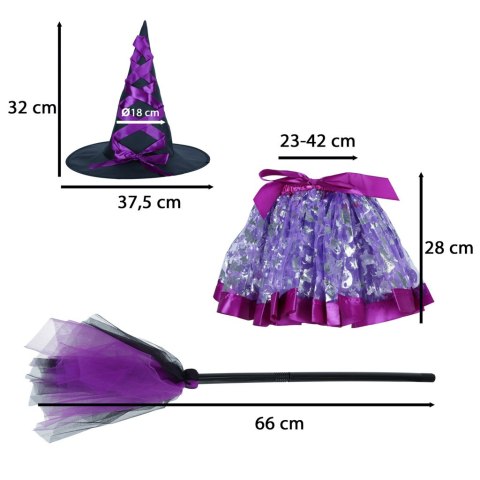 Kostium strój karnawałowy przebranie czarownica wiedźma 3 elementy fioletowy Kik Sp. z o. o. Sp. k.