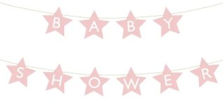 Baner napis na baby shower gwiazdki jasnoróżowe 290cm x 16,5cm Partydeco Sp. z o. o.