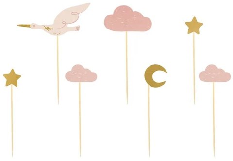 Dekoracje do muffinek babeczek - Bocian 11cm-12cm 7 sztuk Partydeco Sp. z o. o.