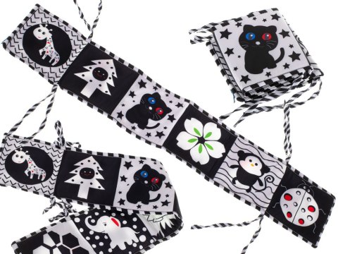 Książeczka sensoryczna kontrastowa miękka nauka widzenia ochraniacz do łóżeczka mata edukacyjna kształty dźwięki Kik Sp. z o. o. Sp. k.