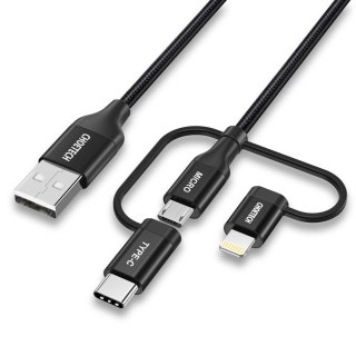 Kabel USB MFI Lightning USB Typ C micro USB 3w1 1.2 m czarny CHOETECH