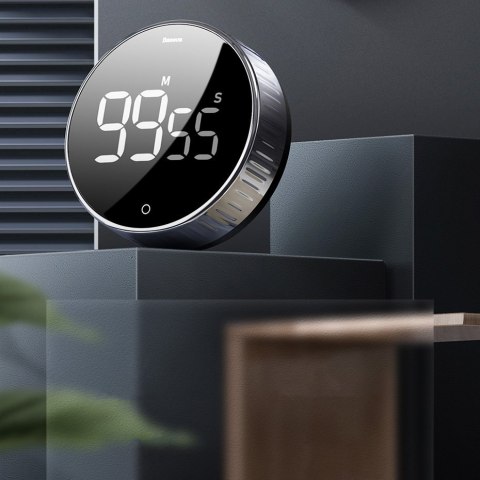 Obrotowy minutnik czasomierz elektroniczny timer czarny BASEUS