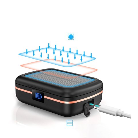 Słuchawki bezprzewodowe TWS wodoodporne z ładowarką solarną i powerbankiem 2500mAh czarny CHOETECH