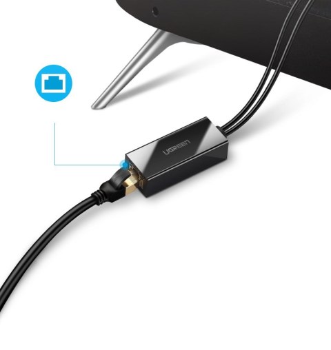 Zewnętrzna karta sieciowa LAN micro USB 100Mbps do Chromecast 1m czarny UGREEN
