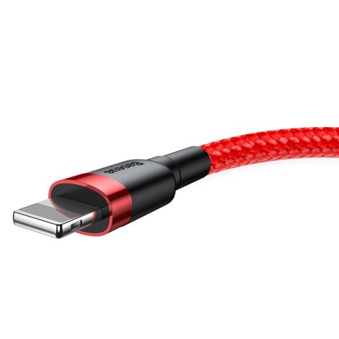 Wytrzymały elastyczny kabel przewód USB Iphone Lightning QC3.0 1.5A 2M czerwony BASEUS