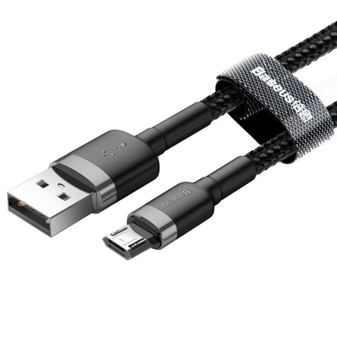 Wytrzymały elastyczny kabel przewód USB microUSB 1.5A 2M czarno-szary BASEUS