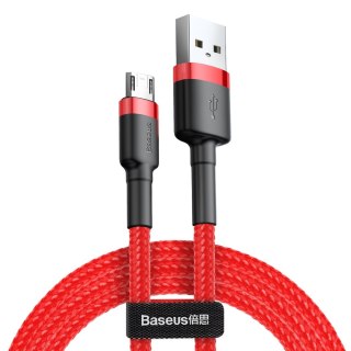 Wytrzymały elastyczny kabel przewód USB microUSB QC3.0 2.4A 1M czerwony BASEUS
