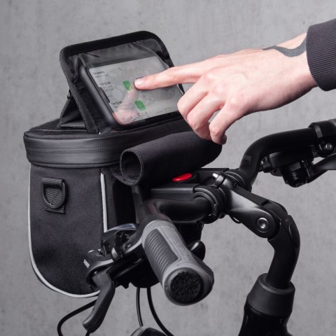 Torba rowerowa na kierownicę do nawigacji z paskiem na ramię czarna WOZINSKY
