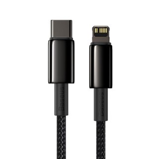 Kabel przewód do iPhone USB-C - Lightning szybkie ładowanie 20W 1m - cały czarny BASEUS