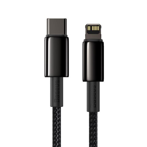 Kabel przewód do iPhone USB-C - Lightning szybkie ładowanie 20W 1m - cały czarny BASEUS