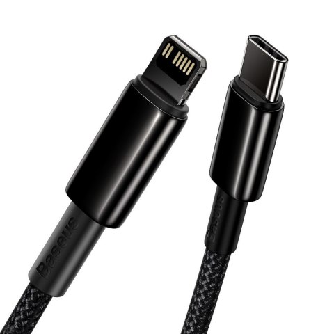 Kabel przewód do iPhone USB-C - Lightning szybkie ładowanie 20W 1m - cały czarny BASEUS