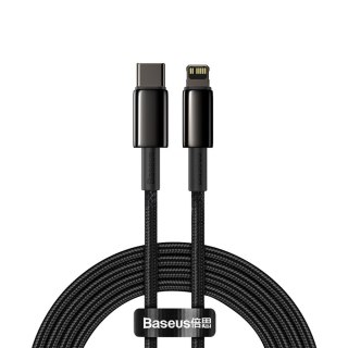 Kabel przewód do iPhone USB-C - Lightning szybkie ładowanie 20W 2m - cały czarny BASEUS