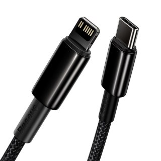 Kabel przewód do iPhone USB-C - Lightning szybkie ładowanie 20W 2m - cały czarny BASEUS
