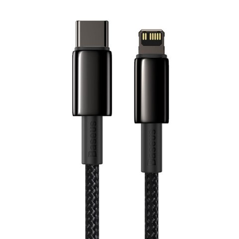 Kabel przewód do iPhone USB-C - Lightning szybkie ładowanie 20W 2m - cały czarny BASEUS