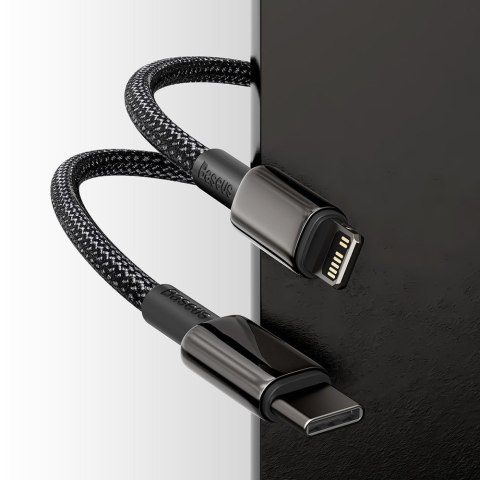 Kabel przewód do iPhone USB-C - Lightning szybkie ładowanie 20W 2m - cały czarny BASEUS