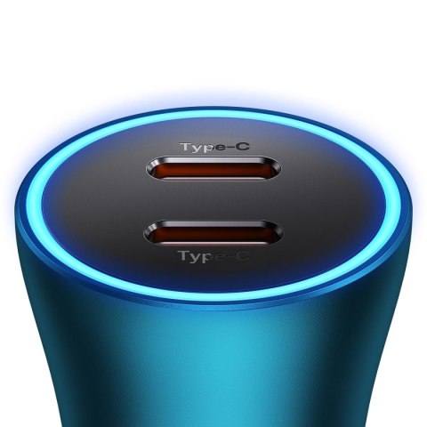 Ładowarka samochodowa Golden Contactor Pro 2x USB-C 40W - niebieski BASEUS